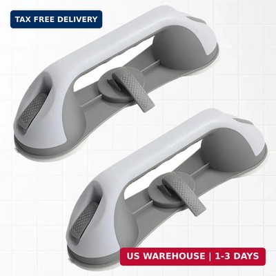 2-Pack Grab Bars for Shower :3 Strong Suction Cups, No-Drill Removable Bathroom