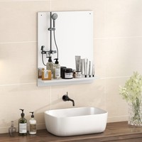 Homcom Badspiegel 50 X 60 Cm Wandspiegel Mit Regal Badezimmerspiegel Weiß