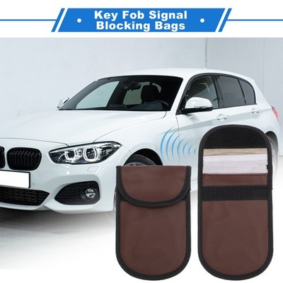 2 Pcs, Faraday Pouch, RFID Signal Blocking Bags PU Dark Brown