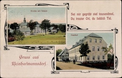 Ak Kleinhartmannsdorf Eppendorf in Sachsen, Kirche, Schule, Gasthof - 10849271