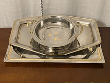 Morinox 18/10 italia - Set vassoi e ciotole inox rigo oro