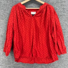Universal Thread Blouse Women L Red Polka Dot...
