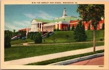 The Handley High School Winchester Virginia Vintage Linen Postcard Unposted A32