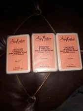 3 Shea Moisture Coconut & Hibiscus Shea Butter Soap, for Dull Skin, 3 Bars