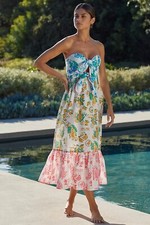 Anthropologie Farm Rio Tiered Cutout Cover-Up Midi Dress Size S