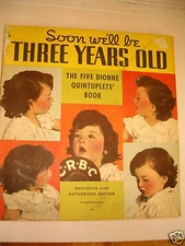 Book 1936 Dionne Quintuplets Quints Soon We'll Be Three Soft Cover Whitman Vtg