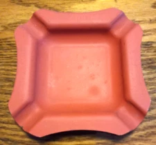Stamped Steel Metal Ashtray 4" Plain Red