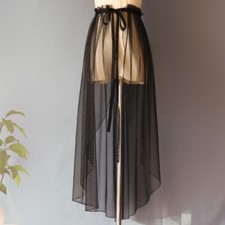 Women Tulle Asymmetrical Slit Mesh Sheer Skirt Wrap Sarong Midi Ballet Dancewear