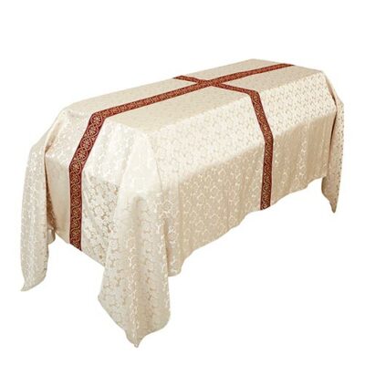 12' Benedictus Ivory and Burgundy Funeral Pall 