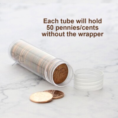 OnFireGuy 10-Pack Clear Acrylic Coin Storage Tubes For Pennies / Cents - 19.1mm ID