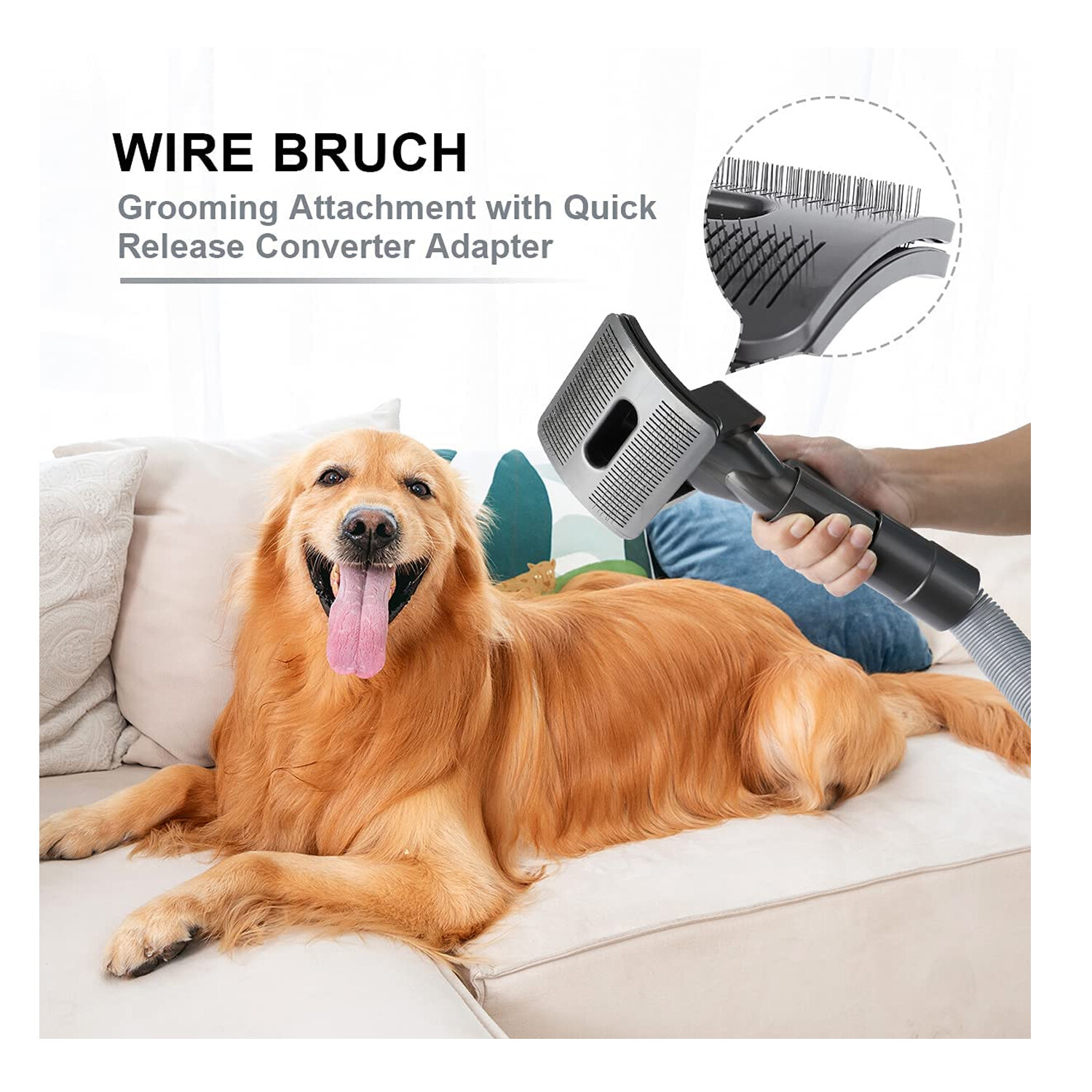 E.LUO Dog Grooming Tool for Dyson V7V8V10V11 V15 - Vacuum Pet Hair Brush No Hose