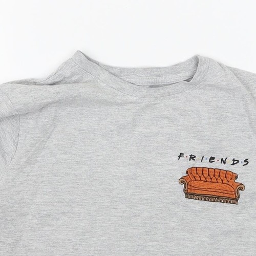 Primark Womens Grey Cotton Blend Cropped T-Shirt Size 2XS Crew Neck - Friends - Picture 7 of 12