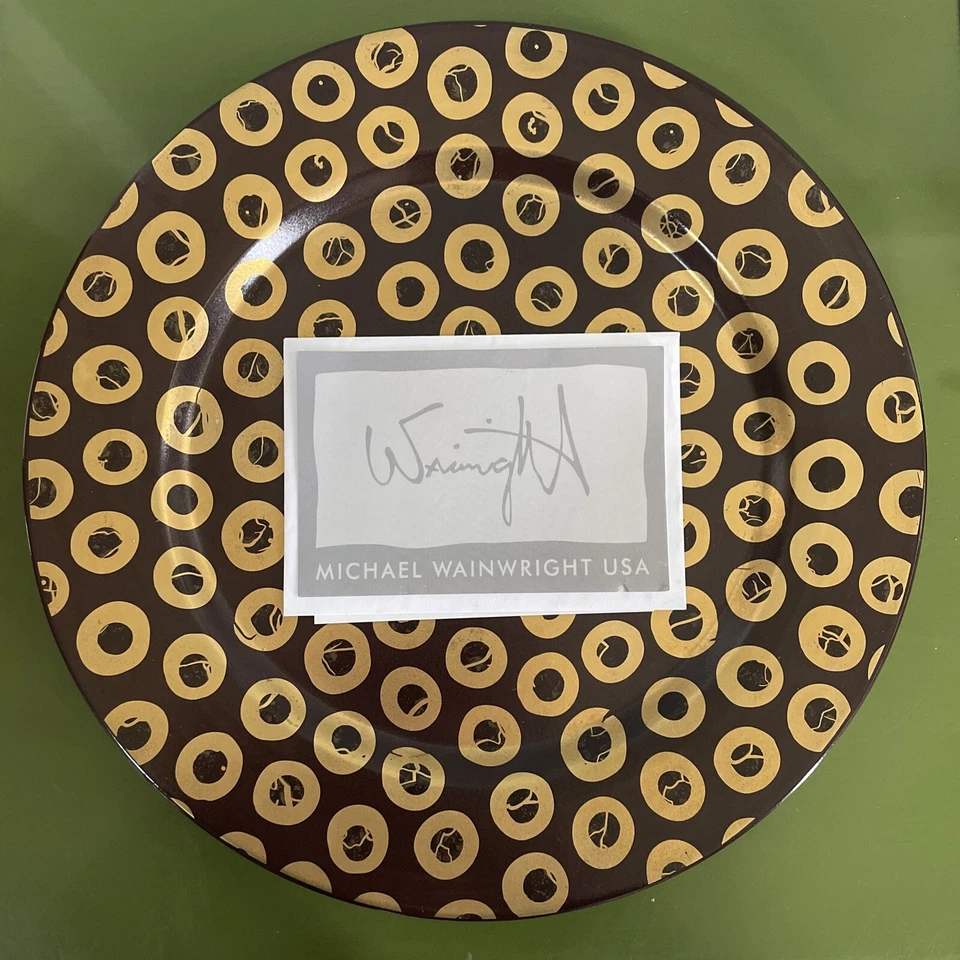 Michael Wainwright Tempio Luna Espresso Gold Round LARGE Platter 14 " - Image 2 of 4