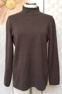 VTG Escada New Wool Cashmere Silk Brown Pullover Button Neck Sweater Size 40 FX3