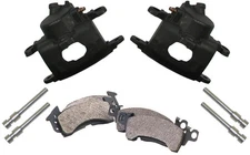 NEW D52 BRAKE CALIPER & PAD SET W/PINS,FRONT,1.28,BIG GM CAST IRON CALIPERS,PADS