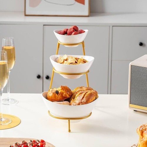 3-stufiges Servierschüssel-Set - eleganter Lebensmittelständer für Snacks, Desserts und P - Bild 2 von 4