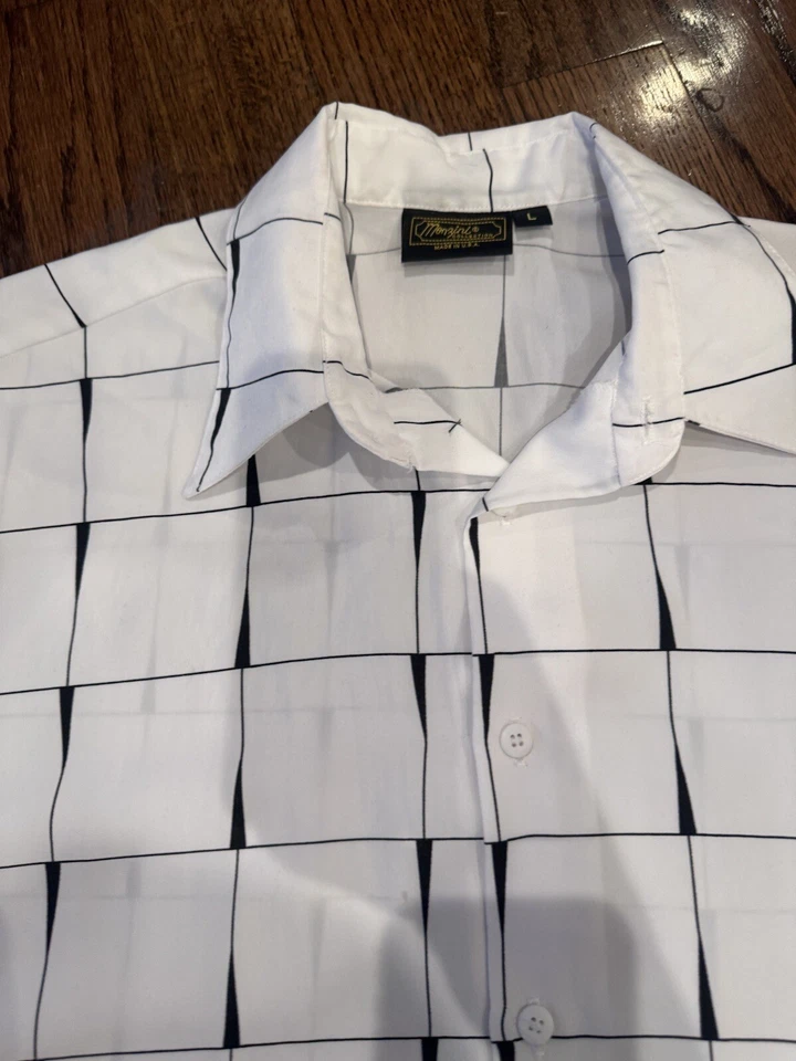 Camisa Manzini Para Hombre Grande Abotonada Manga Larga Patrón Blanco Ver Fotos Foto 2 de 4