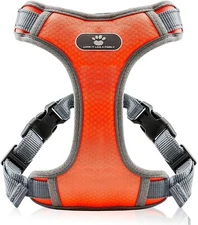 Dog Harness, No Pull Reflective Adjustable, Breathable Mesh, Orange, Small  XL
