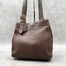 COACH 4157 Vintage Buckle Hand Bag Shoulder Brown Leather Used Women