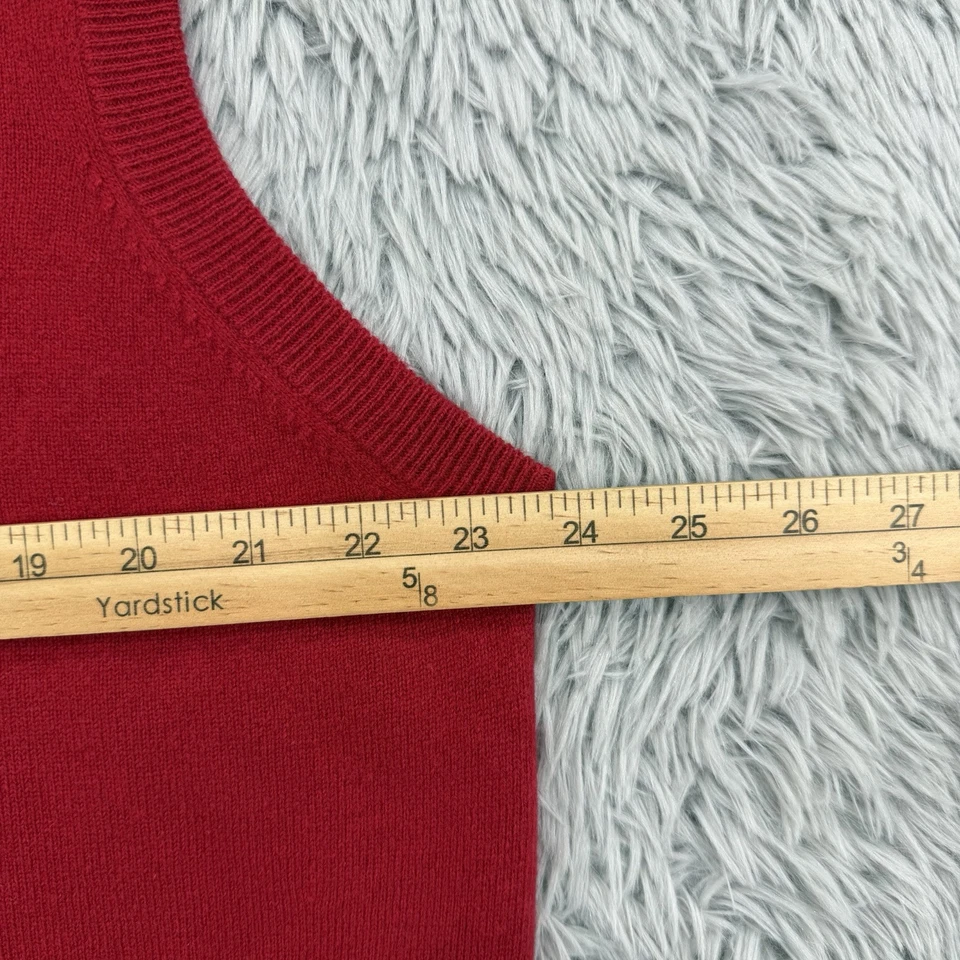 Chaleco Suéter Club Room Para Hombre L Rojo 100% Cachemira Fina Cuello en V Dinero Antiguo Foto 4 de 4