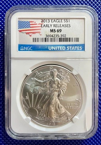 2013 _ NGC _ Silver Eagle S$1 _ MS69 _ EARLY RELEASES _ #3694235-392_Crack Case