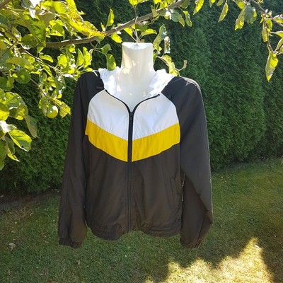 URBAN CLASSICS Mädchen Jacke Windjacke Sportjacke Kapuze Schwarz Weiß Gelb Gr. S