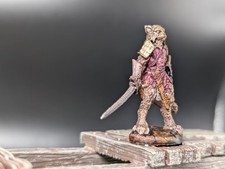 Well painted "Whiskydrift" cat person adventurer with blade d&d metal