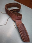 Vintage HUNTER Tooled Leather Gun Belt  & Holster 3152 (Right)