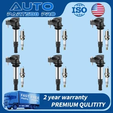 6 Pack Ignition Coil & Spark Plug For Cadillac SRX CTS STS GMC Acadia UF375 US