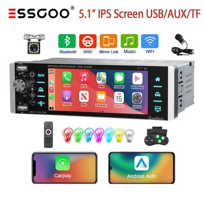 Android Auto Autoradio 1DIN KAM IPS Bildschirm Wireless Carplay Mikrofon FM AUX