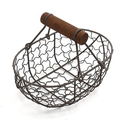 Egg Basket Egg Collecting Basket with Wood Handle Wire Egg Basket Rustic Vint...