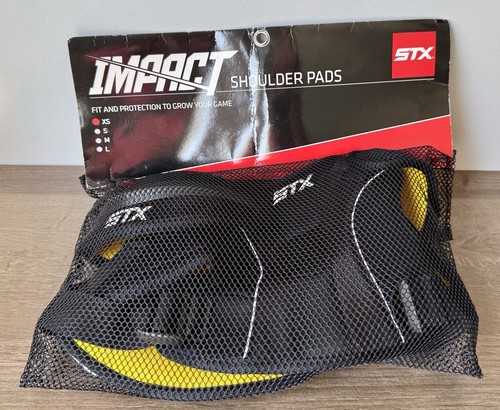 Spalline ragazzo STX Lacrosse Impact - Taglia M Nero e Giallo Neon - Foto 2 di 2