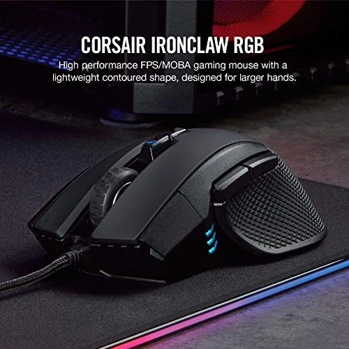 CORSAIR IRONCLAW RGB Wired FPS/MOBA Gaming Mouse – 18,000 DPI – 7 - Image 2 of 4