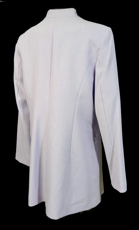 NUEVO CON ETIQUETAS Calvin Klein Pastel Lila Púrpura Acanalado Abierto Traje Más Largo Blazer Chaqueta 10 Foto 4 de 4