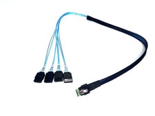 SlimSAS 4i SFF-8654 Straight to 4X SATA Cable - 50CM
