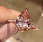 2Ct Pear Cut Lab Created Morganite Women Wedding Ring 14K Rose Gold Plated