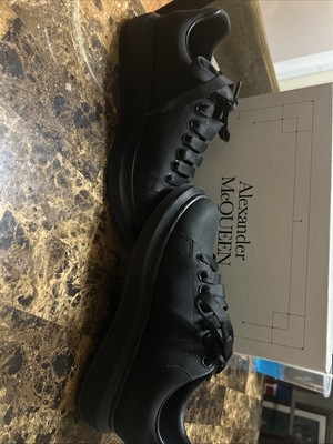 Alexander McQueen Black Leather Lace-Up Sneakers