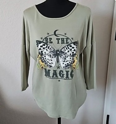 ECLA ''Be The Magic'' Green Lounge 3/4 Sleeve Graphic Shirt - Size S