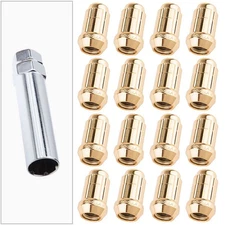 Set MSA Spline Drive Tapered Lug Nut 12mm x 1.50mm Thread Pitch Gold 16 pcs+key
