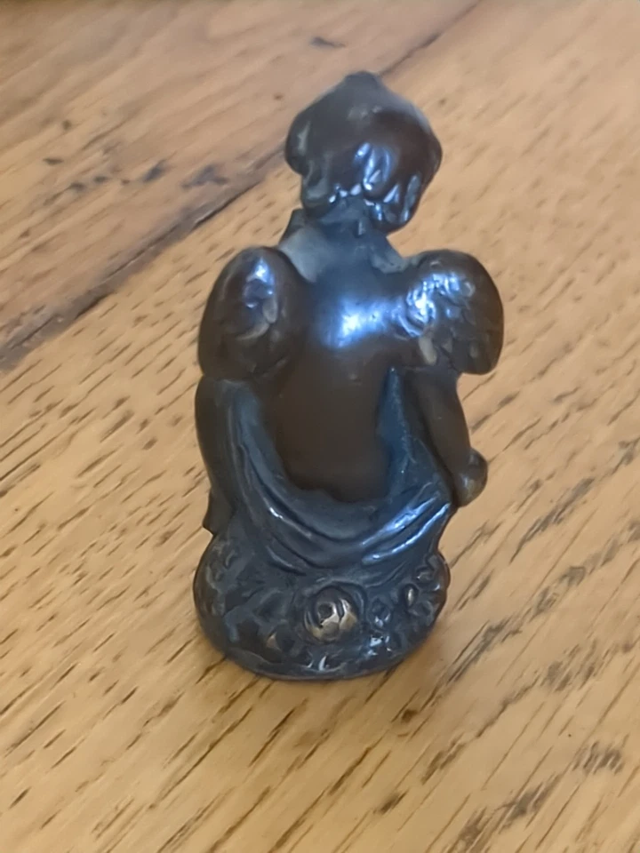 Ancien Bronze Angelot chérubin H 5 cm - Photo 2/4