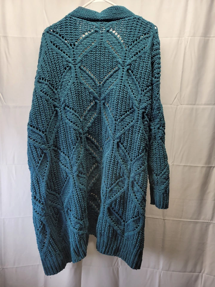 Cárdigan plumero de chenilla talla grande Terra & Sky para mujer talla 2X 20W-22W verde  Foto 4 de 4