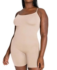Shapermint Essentials Women's Scoop Neck Mid-Thigh Bodysuit 95002 - Beige XL