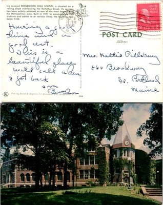 Ridgewood High School Campus Postcard New Jersey College Scene