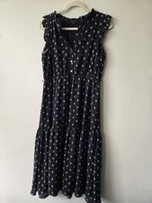 Ann TAYLOR Navy Dress With Green Floral Print Medium