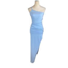 Nookie S NWT Aria One Shoulder Gown Light Blue Side Slit Bodycon Party Dress
