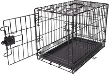 Durable Foldable Metal Wire Dog Crate W/ Tray Single Door 30 x 19 x 21 in Black