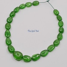 51ct Tsavorite Green Garnet Freeform Oval Nugget Beads 7.2 inch