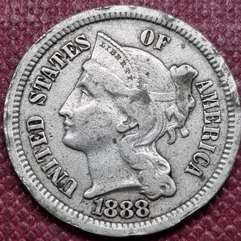 1888 Three Cent Nickel 3c Better Grade RARE Key Date  #102731