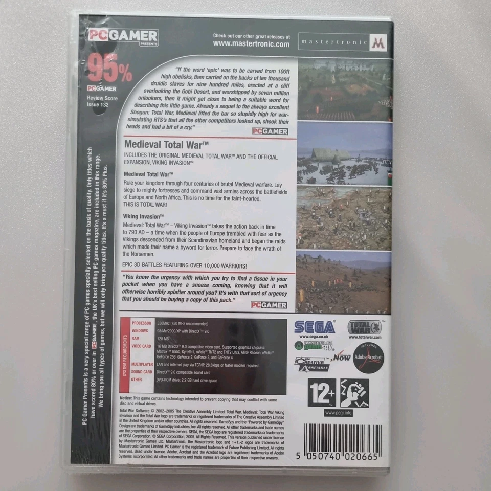 Medeival Total War Gold Edition PC Factory Sealed 2005 Mint Condition PC-DVD-ROM - Image 2 of 3