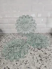 Vintage Pressed Glass Sunflower Design Dinner Plate clear 11.5" Round MidCentury